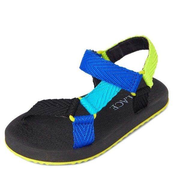 The Children's‎ Place Toddler Boys Colorblock Webbed Sandals in Black/Blue- Size - Picture 1 of 5